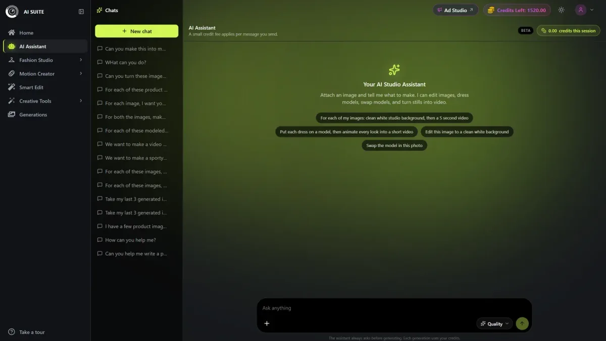 CamClo AI Assistant interface with image-editing prompts and an attachment button for uploading a pilot image.